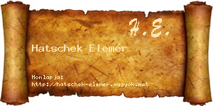 Hatschek Elemér névjegykártya